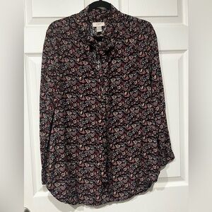 LOFT Multicolor Floral Blouse Size Large